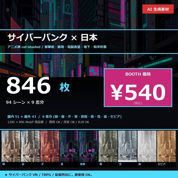 サイバーパンク日本 アニメ背景素材